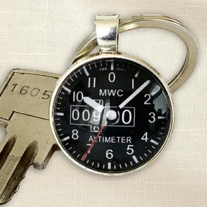Altimeter Keychain Pilot Gift Aviation Instrument Keyring Aircraft Gauge