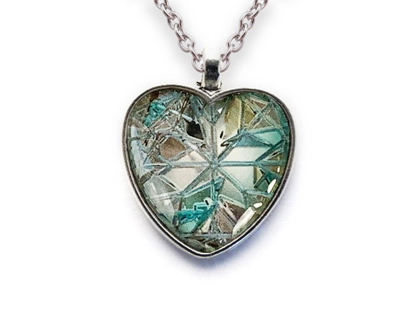 Broken Heart Necklace, Broken Glass Jewelry, Mosaic Necklace