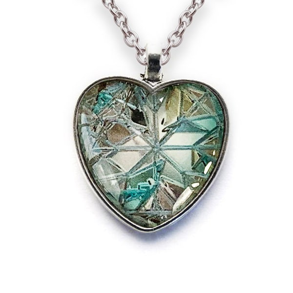 Collier coeur brisé, bijoux en verre brisé, collier en mosaïque, bijoux en mosaïque, collier en verre brisé, cadeau bijoux pour femme