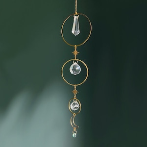 Boho Crystal Suncatcher Aurora – Feng Shui Sun Catcher for Windows, Witchy Room Décor, Rainbow Maker, Hanging Crystal Prism