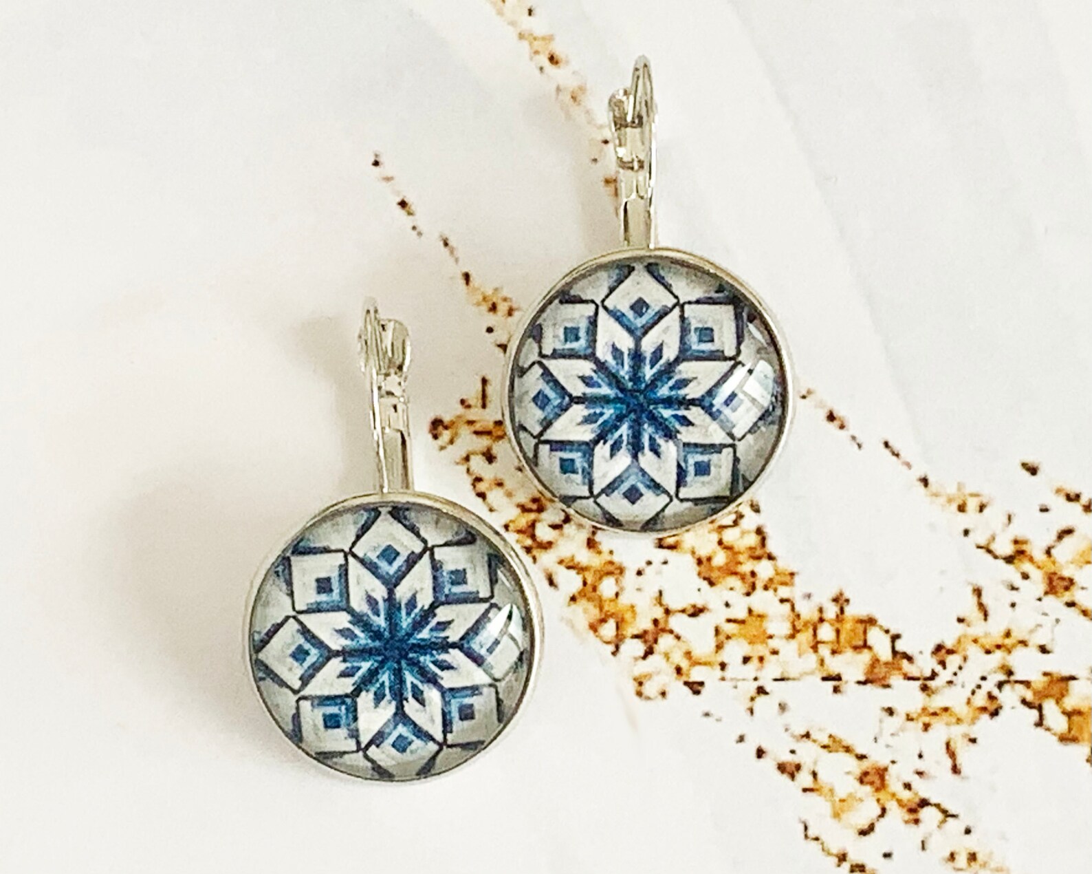 Blue Quilters Jewelry for women Blue Quilters earrings Quilt Etsy