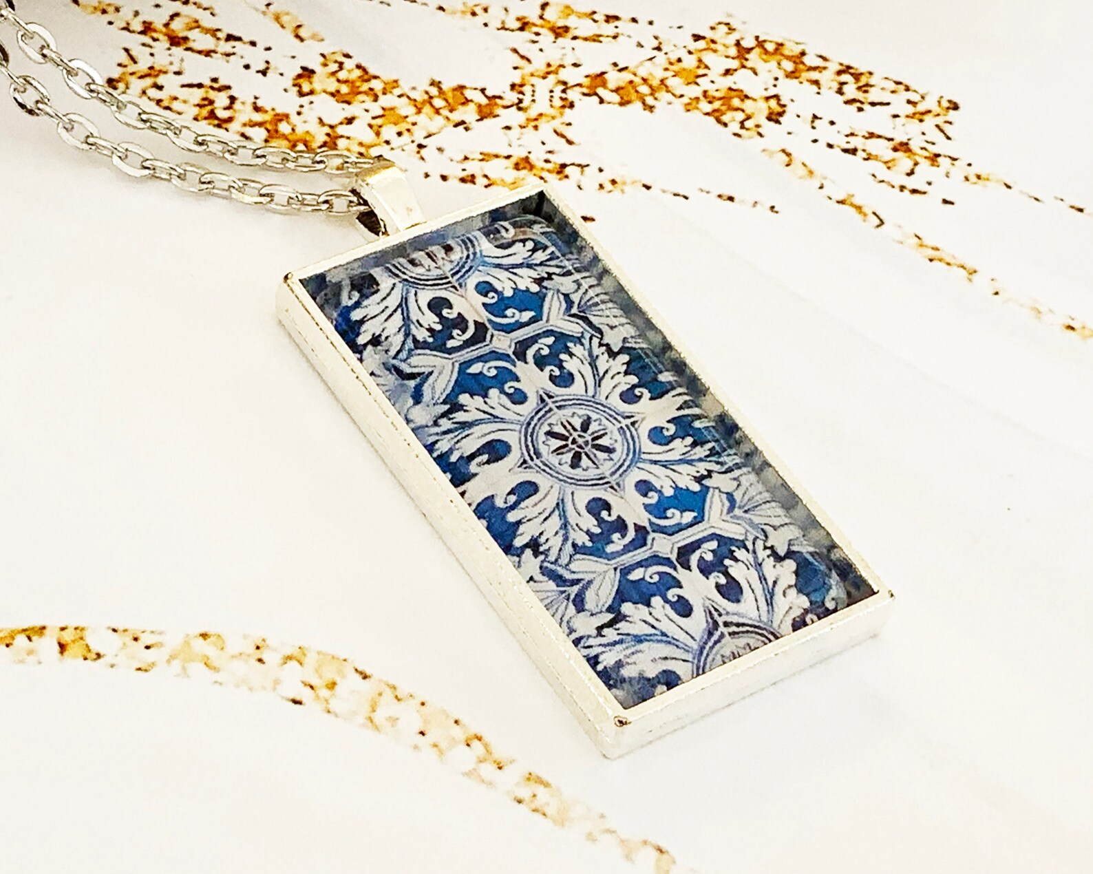 Portuguese Tile Enamel Necklace