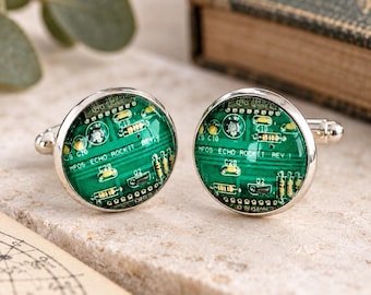 Circuit Board Cufflinks, Electronics Engineer Gift, PCB Tech Accessory for Men