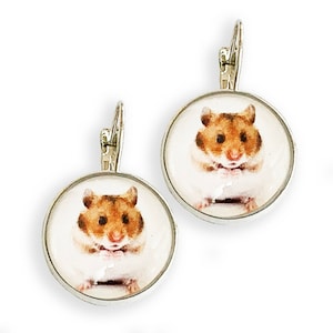 Hamster earrings, Fun earrings for girl, Gift for sister, Cute earrings, Animal Earrings, Hamster jewelry, Pet earrings, Kids earrings