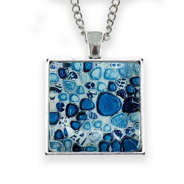 Bijoux en mosaïque, collier d'eau, collier d'océan, pendentif en mosaïque, cadeaux de bijoux en mosaïque pour elle, collier en verre, cadeaux d'anniversaire pour femmes