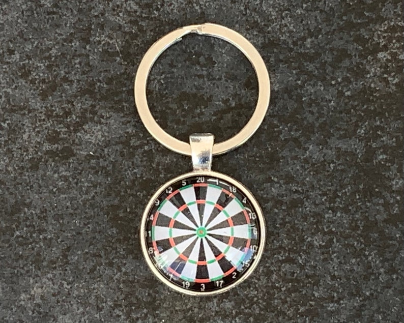 Dart target Keychain Sport key chain Dart player key ring Etsy
