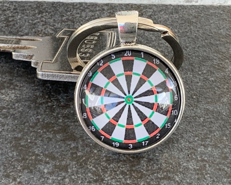 Dart target Keychain Sport key chain Dart player key ring Etsy
