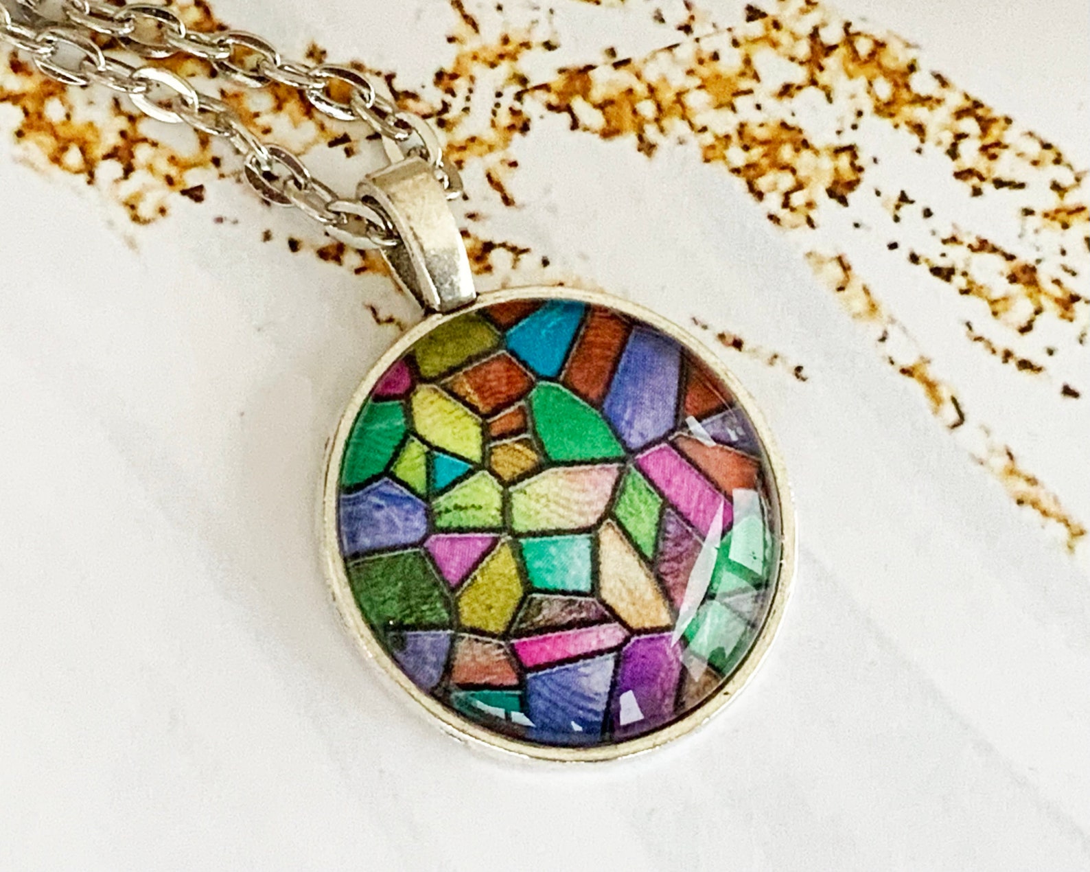 Colorful Mosaic Necklace Multicolored jewelry mosaic Etsy