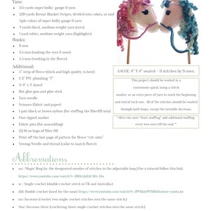 May include: A crochet pattern for making two unicorn amigurumi toys. The pattern includes instructions for making the unicorn heads, horns, manes, and tails. The pattern also includes instructions for making a dowel stick for the unicorn to stand on. The pattern is written in English and includes abbreviations for crochet stitches.