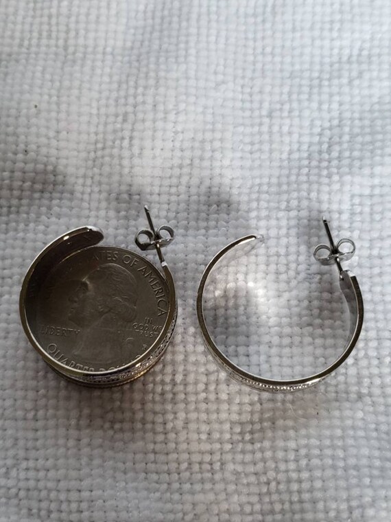 Beaded design hoop silver earrings. These silver … - image 4