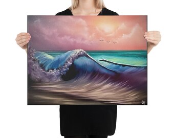 Canvas Print - Limited Edition - Tranquility Bay - Sunset Seascape Ocean Art by PaintWithJosh