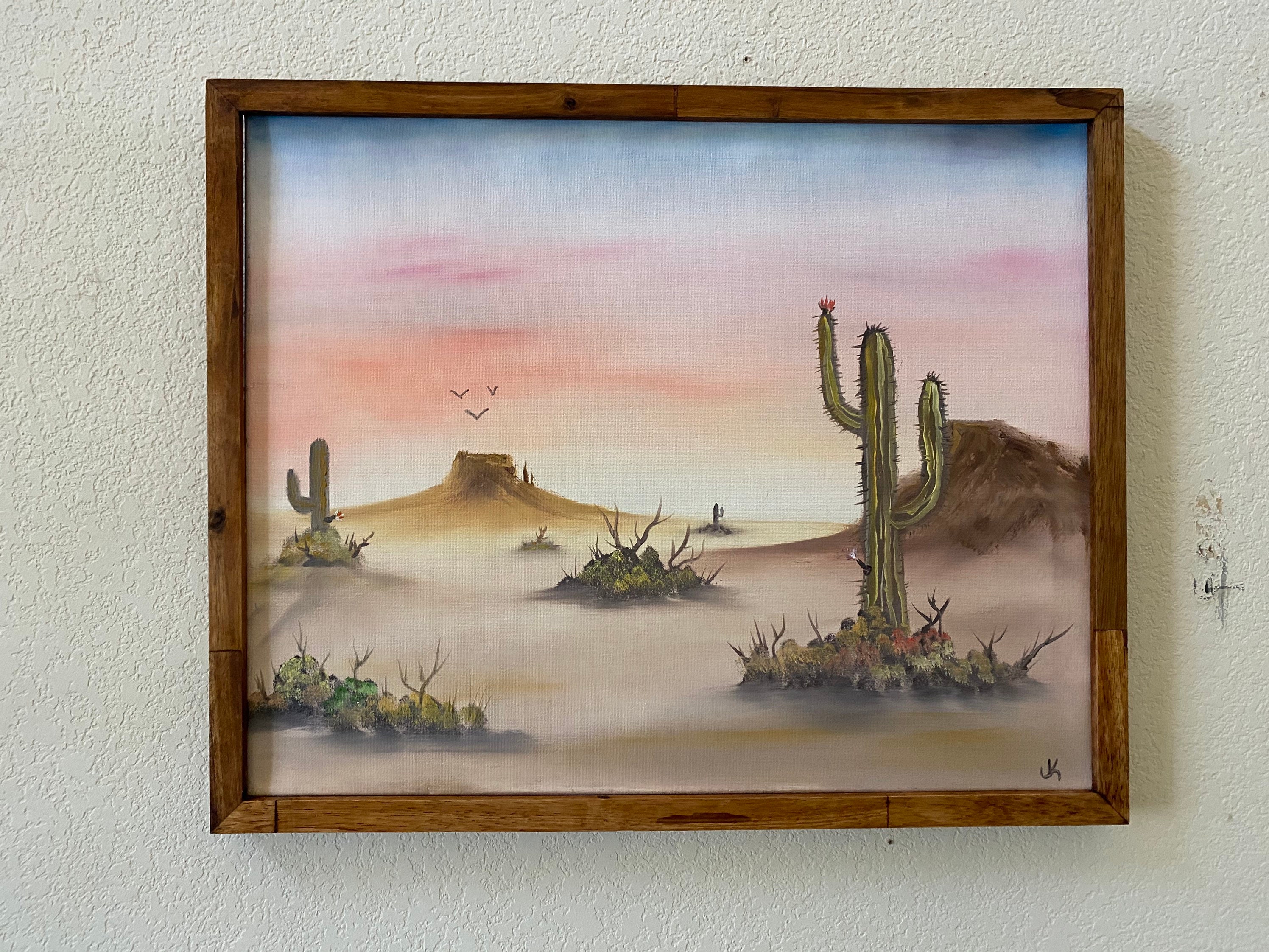 16x20 Bob Ross Painting Style Desert Landscape Oil Etsy