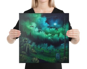 Canvas Print - Flight of the Nazgul Halloween Cemetery Landscape by PaintWithJosh