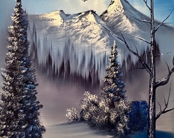 Painting 1312- 16x20" Canvas - Cold Winter Landscape painted Live on TikTok on 5/25/24 by PaintWithJosh