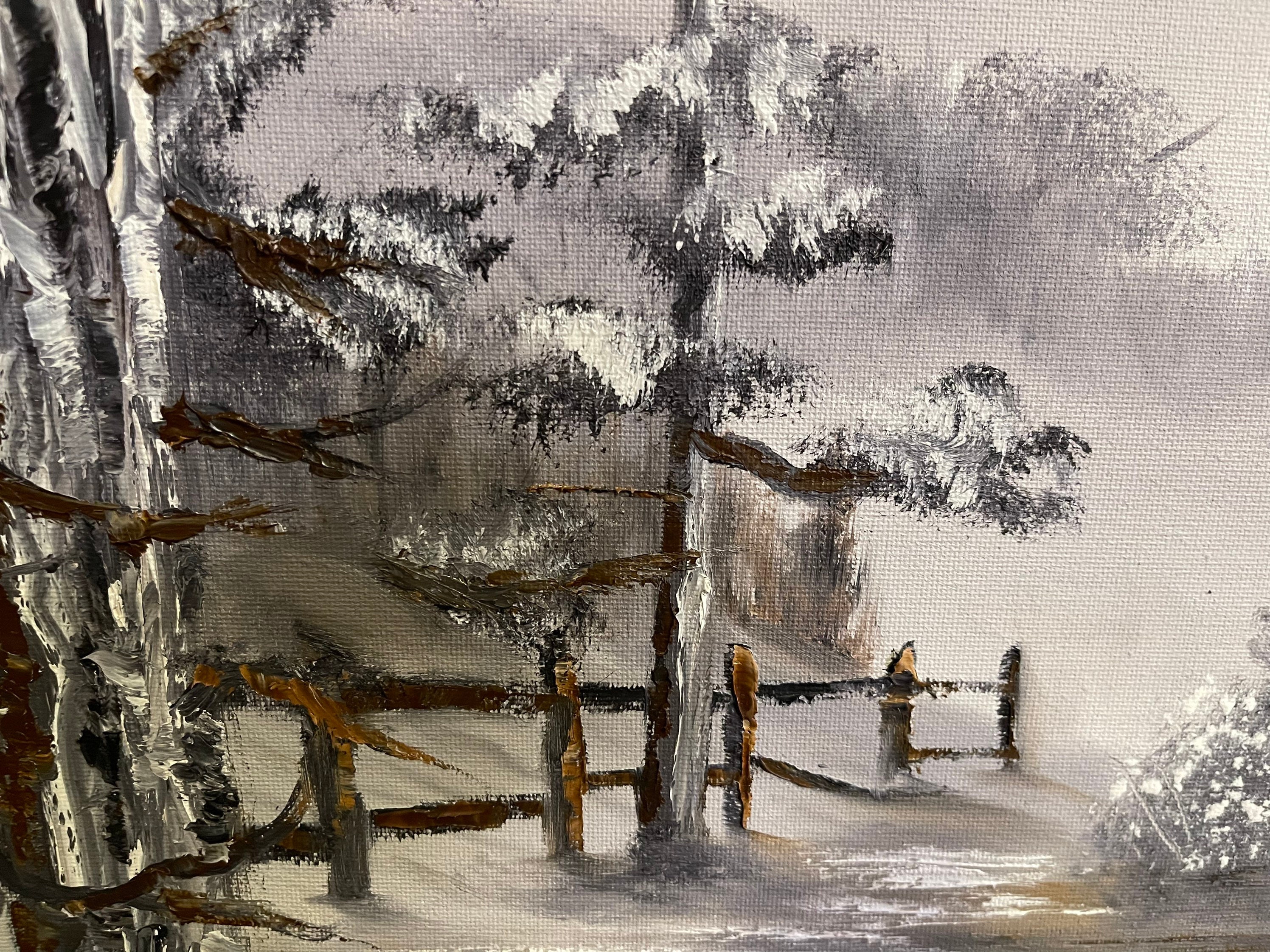 Black and White Oil Painting by Happy Little Landscapes Etsy