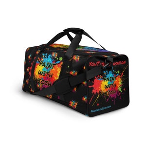 PaintWithJosh Logo Splatter Paint Patterned Duffle Bag