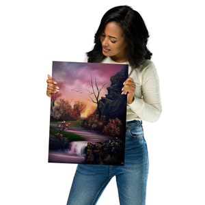 Poster Print - Golden Hour - Autumn Waterfall Landscape by PaintWithJosh