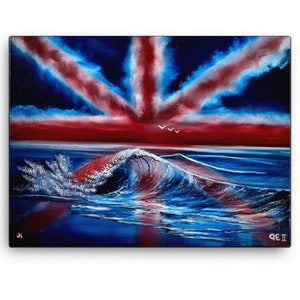 Canvas Print Union Jack British Flag Seascape by PaintWithJosh image 3