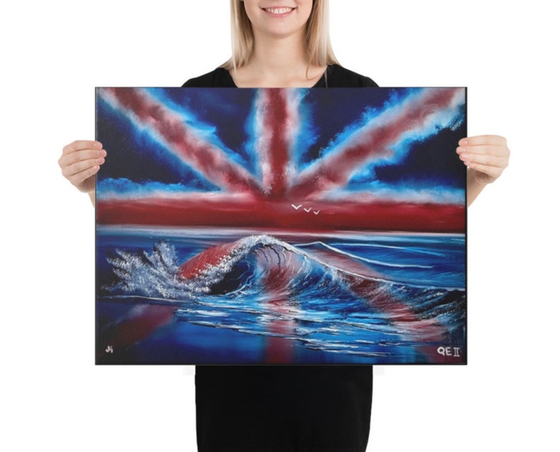 Canvas Print Union Jack British Flag Seascape by PaintWithJosh image 1