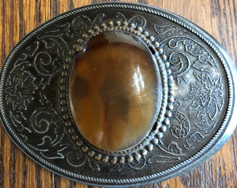 Vintage belt buckle amber look lucite 60th