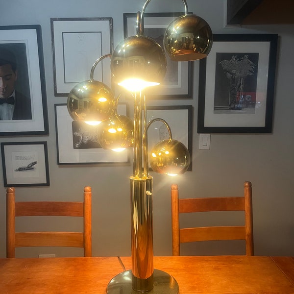 Mid century modern Robert Sonneman brass waterfall orb lamp