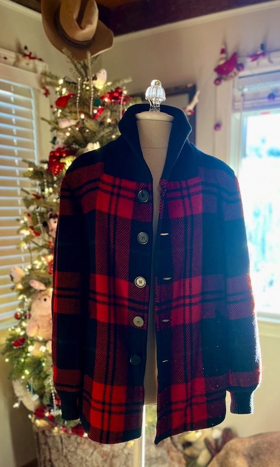 True vintage red plaid Pendleton jacket circa 1930