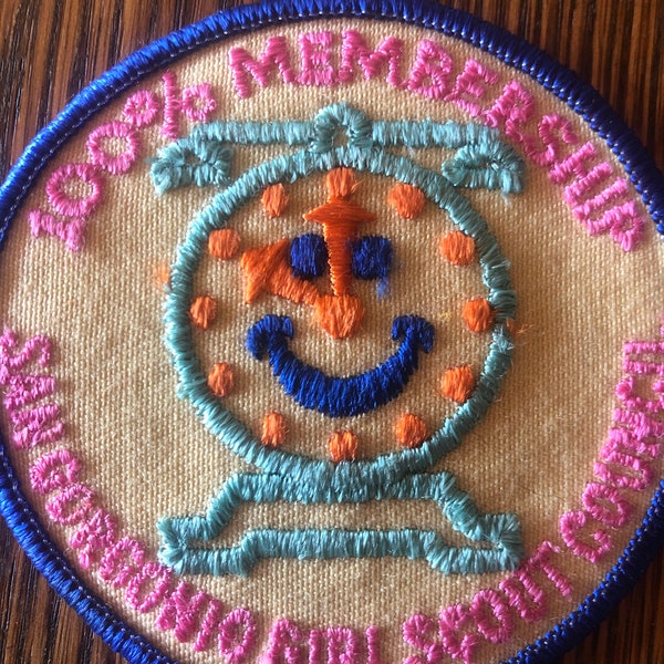 Vintage Girl Scout patch “100% Membership” San Gorgonio Girl Scout Council