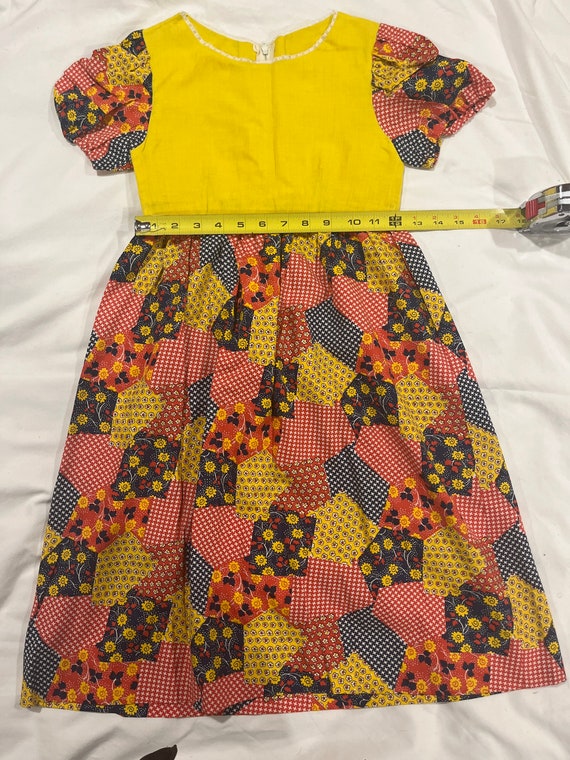 Girls handmade patchwork dress 1970s perfection - image 2