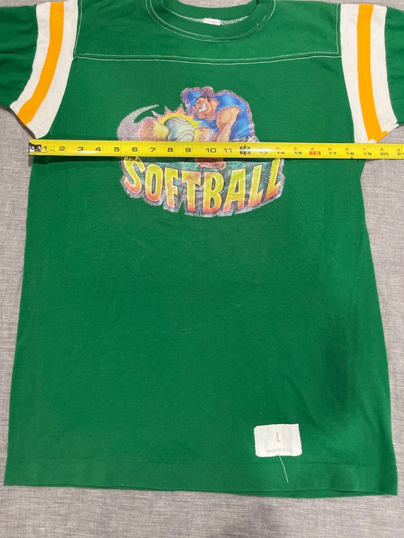 True vintage single stitch 1980s softball raglan … - image 8