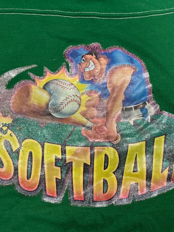 True vintage single stitch 1980s softball raglan … - image 4