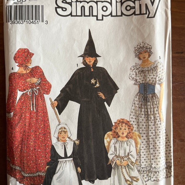 Vintage simplicity child sewing costume 9809 size BB witch, angel, pilgrim, prairie girl