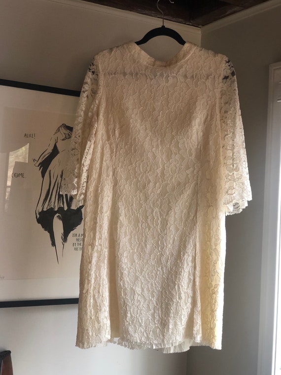 Vintage mod white lace dress - image 9