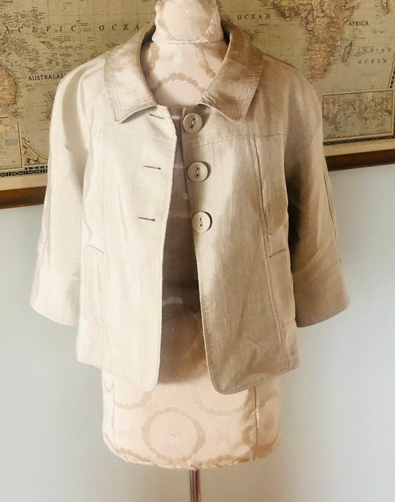 Vintage Elliot Lauren cream cropped swing coat