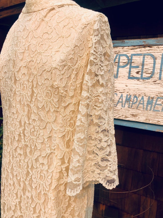 Vintage mod white lace dress - image 8