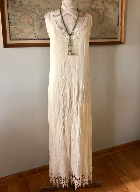 Vintage Liza Lynn ivory long dress, made in Texas