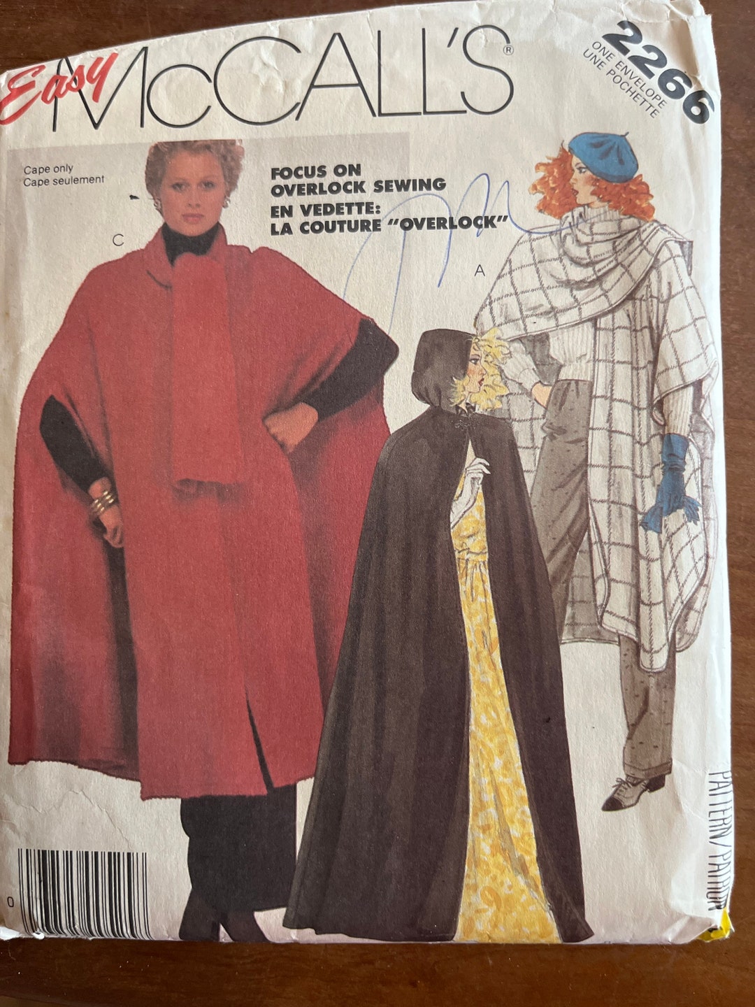 Mccall's Pattern for Capes 2266 Circa 1985. Straight Etsy