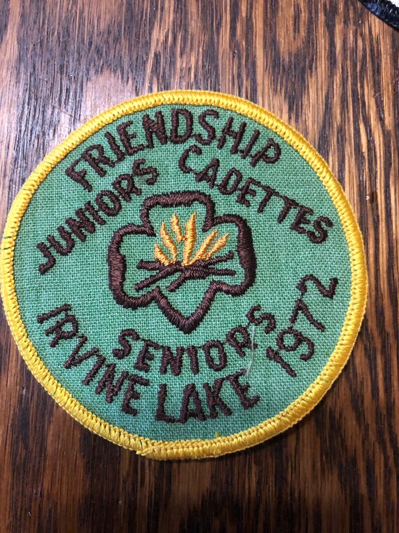 Vintage Girl Scout patch, 1972, Irvine Lake, friendsh… Gem