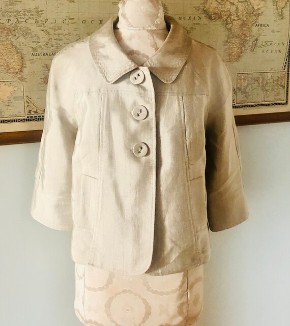 Vintage Elliot Lauren cream cropped swing coat - image 2