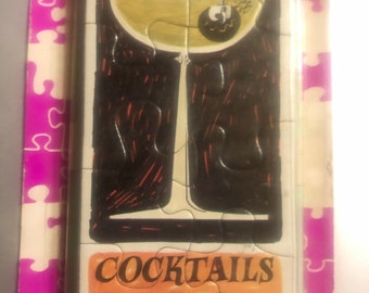 Vintage cocktail invites martini glass jigsaw puzzle- 8 invites