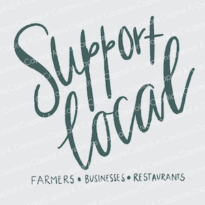 Support Local Farmers Businesses Restaurants Hand Drawn SVG