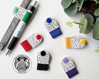 Pop on pen holder, Pen holder for lanyard -  Dalmatian Faux Leather