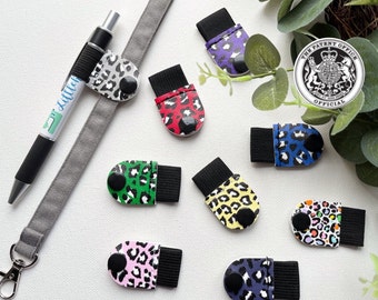 Pop on pen holder, Lanyard Pen Pal -  Rainbow Animal Print