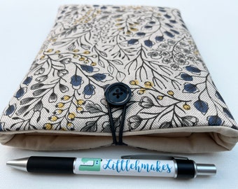 Blue Natural Floral Fabric Book Kindle Sleeve