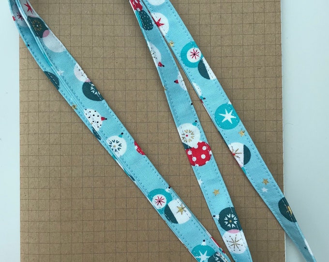 Christmas baubles skinny fabric lanyard