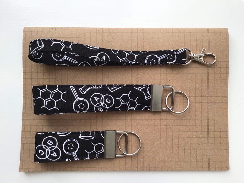 Science monochrome skinny fabric lanyard