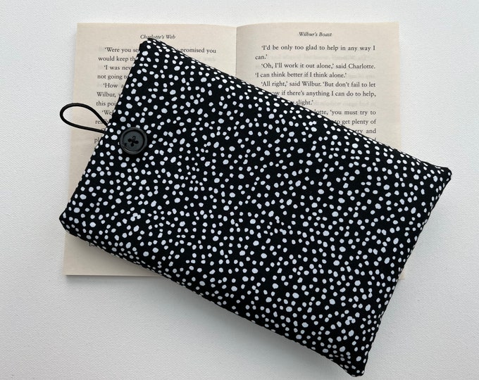 Black and White  Mustard Teal  Dalmatian Spot Fabric Book Kindle Sleeve