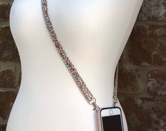 Adjustable length Mobile phone strap / cord cross body - double clasp (can be made using most fabrics on Littlehmakes shop)