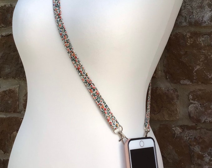 Mobile phone strap / Liberty cord cross body - double clasp (can be made using most fabrics on Littlehmakes shop)