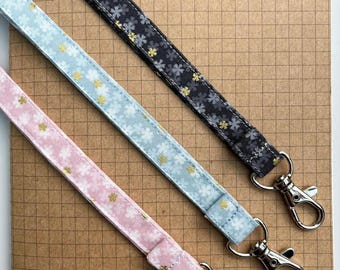 Sakura tiny blossom fabric skinny lanyard