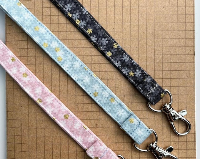 Sakura tiny blossom fabric skinny lanyard